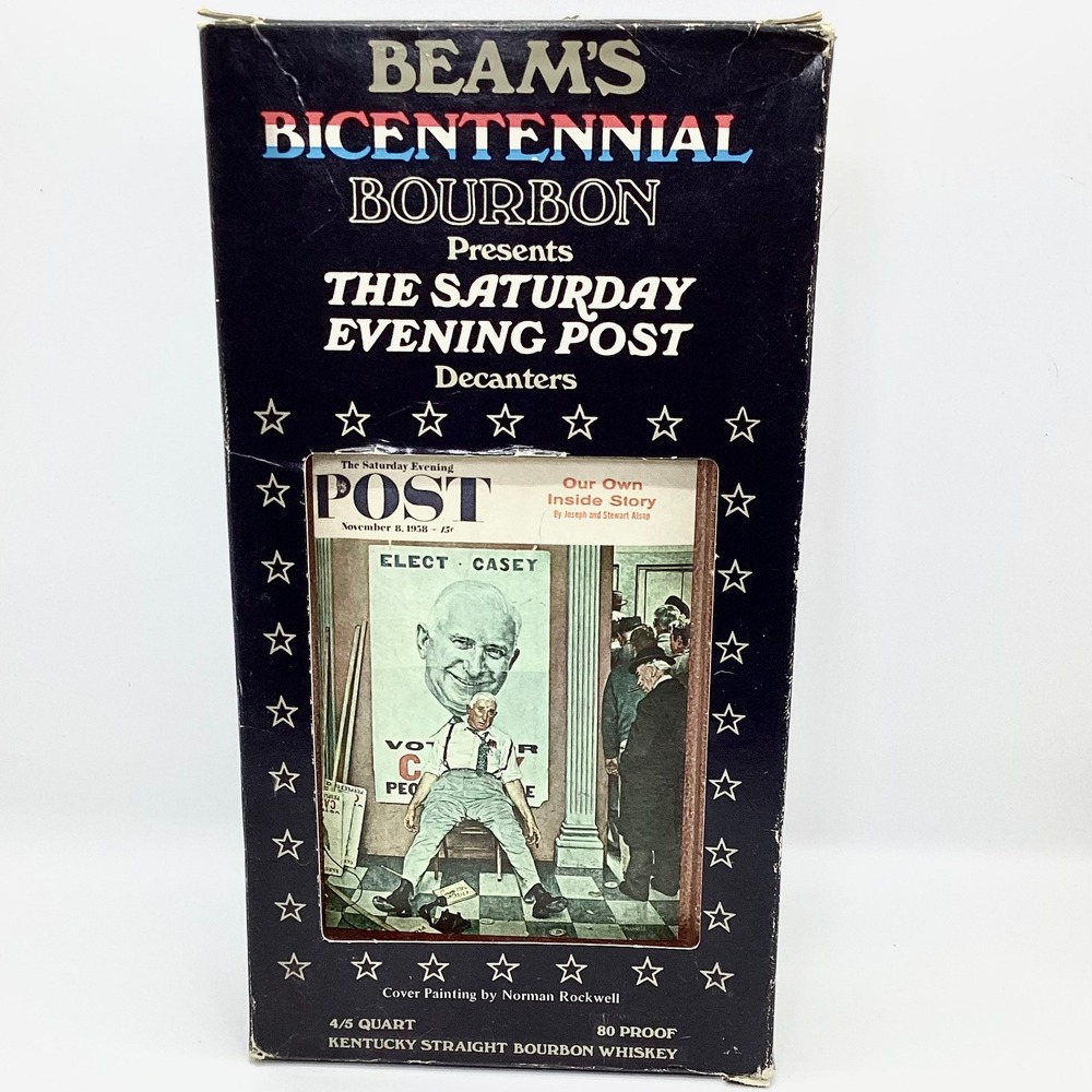 Jim Beam Bicentennial Bourbon Decanter Norman Rockwell Elect Casey with Box